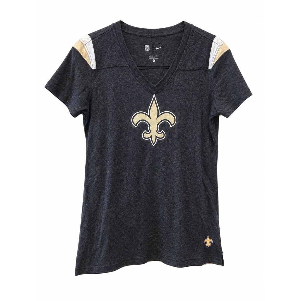 Nike NFL New Orleans Saints Women's V-Neck T-Shirt – Size Large Black & Gold